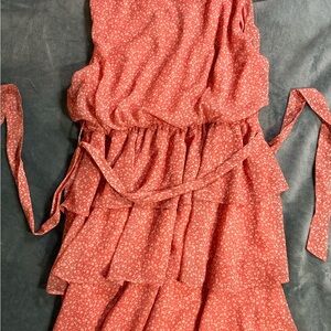 She + Sky Coral Floral Smocked Dress